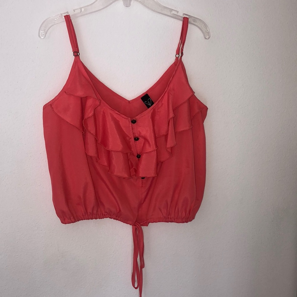 Coral Ruffled Crop Top